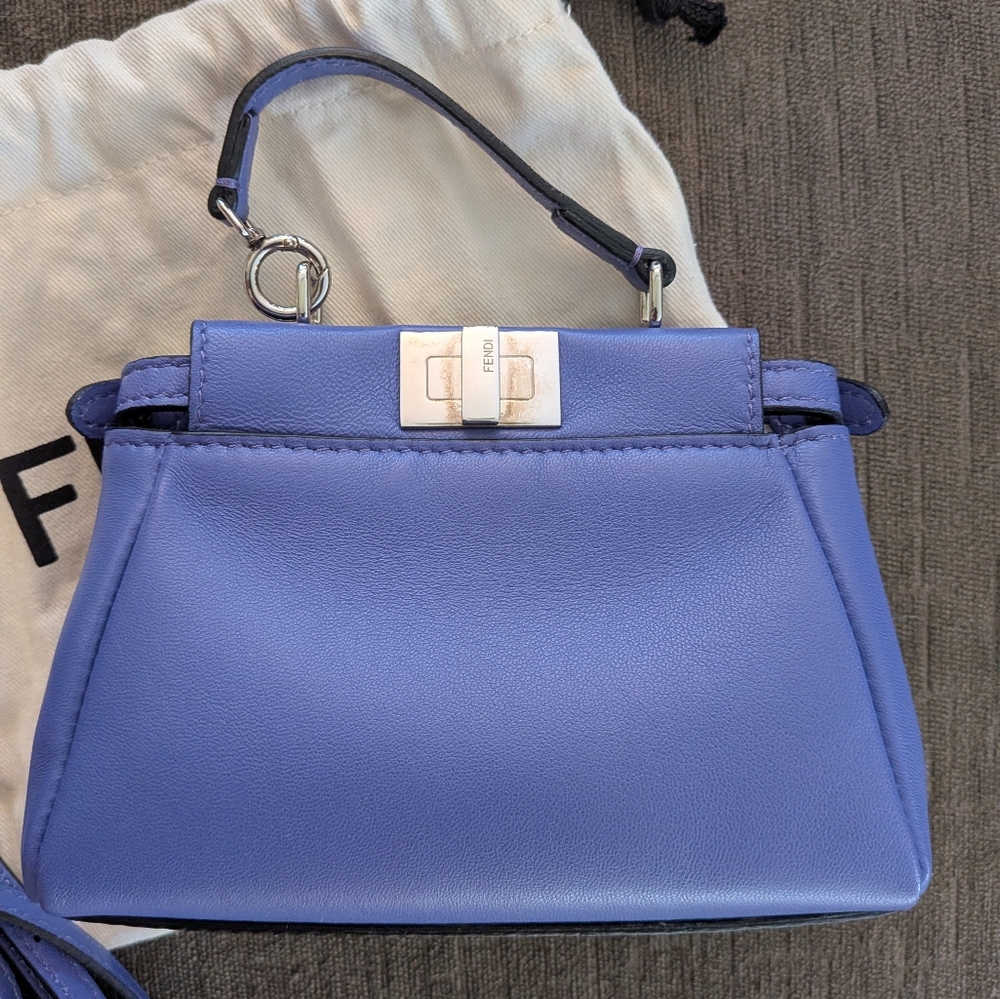 Fendi Micro Peekaboo Turnlock Purple Two-Way Crossbody Bag - Picture 4 of 16